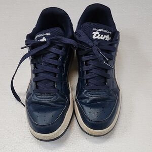 Puma Men's Navy and White Low-Top Sneakers Porche Model